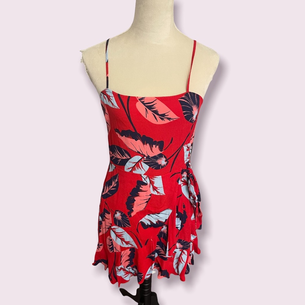 Express Red Floral Skater Dress